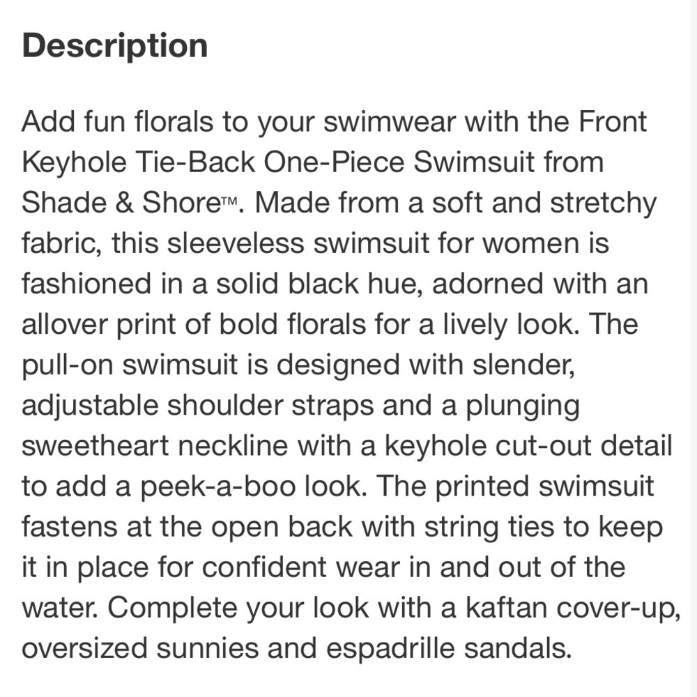 Shade & Shore Floral One-Piece Swimsuit Size Medium NWT - Picture 9 of 10